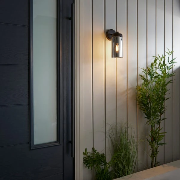 Dunelm Ellison Matt Black Smoked Glass Outdoor Wall Light 5 Dunelm Ellison Matt Black Smoked Glass Outdoor Wall Light - Image 5