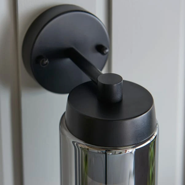 Dunelm Ellison Matt Black Smoked Glass Outdoor Wall Light 6 Dunelm Ellison Matt Black Smoked Glass Outdoor Wall Light - Image 6