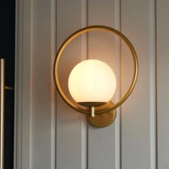 Dunelm Fort Halo Gold Frosted Glass Outdoor Wall Light