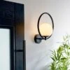 Dunelm Fort Halo Black Opal Glass Outdoor Wall Light