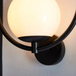 Dunelm Fort Halo Black Opal Glass Outdoor Wall Light -Home Lighting 30730436 alt02