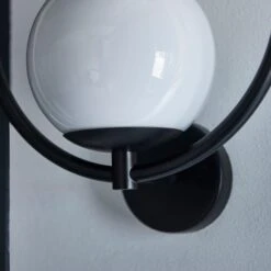 Dunelm Fort Halo Black Opal Glass Outdoor Wall Light -Home Lighting 30730436 alt03