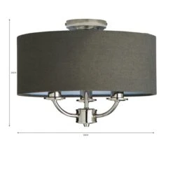 Dunelm Preston Nickel Charcoal Flush Ceiling Fitting -Home Lighting 30730505 alt07