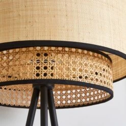 Dunelm Malika Cane 2 Tier Tripod Floor Lamp -Home Lighting 30730580 alt02