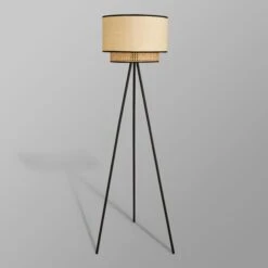 Dunelm Malika Cane 2 Tier Tripod Floor Lamp -Home Lighting 30730580 alt04