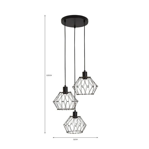Dunelm Frances 3 Light Gunmetal Cluster Ceiling Fitting 6 Dunelm Frances 3 Light Gunmetal Cluster Ceiling Fitting - Image 6