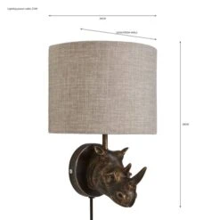 Dunelm Rob The Rhino Easy Fit Plug In Wall Light -Home Lighting 30731231 alt07