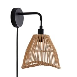 Elements Jaula Rattan Easy Fit Plug In Wall Light -Home Lighting 30752930 alt05