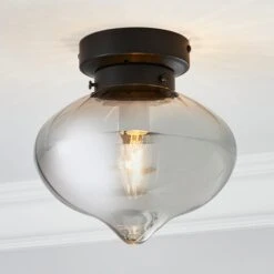 Dunelm Voyager 1 Light Smoked Flush Ceiling Fitting