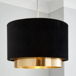 Dunelm Nesa Gold Black Velvet 2 Tier Shade