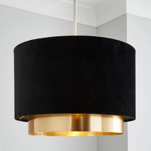 Dunelm Nesa Gold Black Velvet 2 Tier Shade 1 Dunelm Nesa Gold Black Velvet 2 Tier Shade