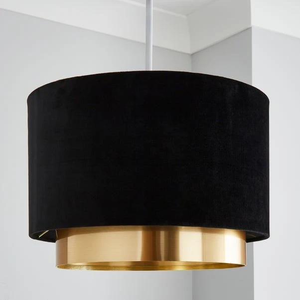 Dunelm Nesa Gold Black Velvet 2 Tier Shade 2 Dunelm Nesa Gold Black Velvet 2 Tier Shade - Image 2