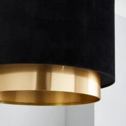 Dunelm Nesa Gold Black Velvet 2 Tier Shade 7 Dunelm Nesa Gold Black Velvet 2 Tier Shade -Home Lighting 30755587 alt02
