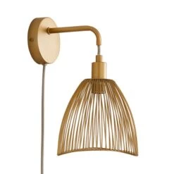 Elements Jaula Gold Easy Fit Plug In Wall Light -Home Lighting 30755627 alt05