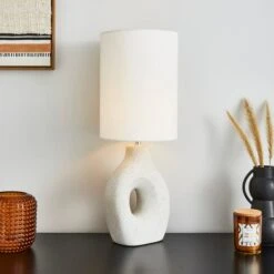 Dunelm Dinah Sculptural White Table Lamp