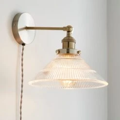 Dunelm Logan Glass Plug In Easy Fit Wall Light