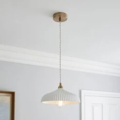 Dorma Ribbed Porcelain 1 Light Ceiling Fitting