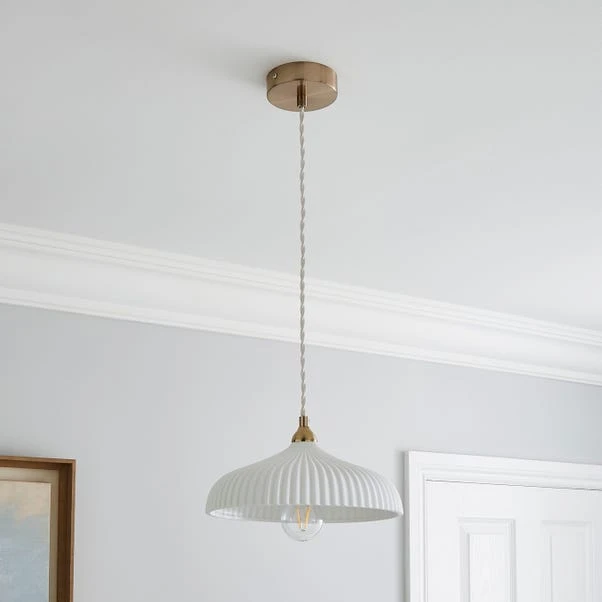 Dorma Ribbed Porcelain 1 Light Ceiling Fitting 2 Dorma Ribbed Porcelain 1 Light Ceiling Fitting - Image 2