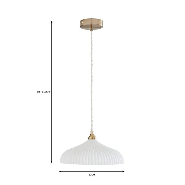 Dorma Ribbed Porcelain 1 Light Ceiling Fitting 4 Dorma Ribbed Porcelain 1 Light Ceiling Fitting - Image 4