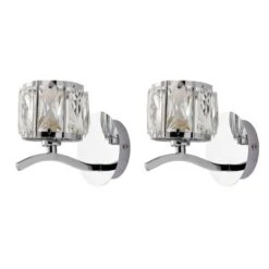 Dunelm Kleio Glass Chrome Wall Light Twin Pack