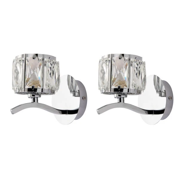 Dunelm Kleio Glass Chrome Wall Light Twin Pack 1 Dunelm Kleio Glass Chrome Wall Light Twin Pack