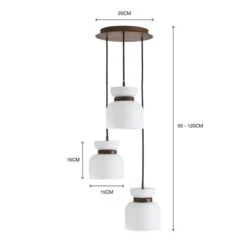 Dunelm Tien Walnut 3 Light Cluster Ceiling Fitting -Home Lighting 30766177 alt07