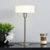 Dunelm Amelie Opal Glass Satin Nickel Table Lamp