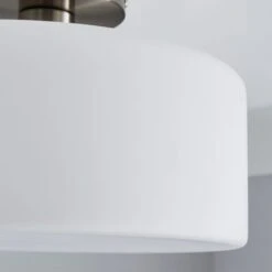 Dunelm Amelie Opal Satin Nickel Glass Flush Ceiling Fitting -Home Lighting 30768664 alt02