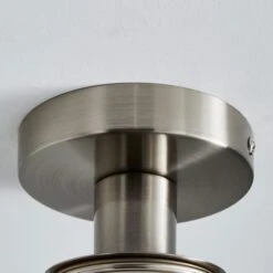 Dunelm Amelie Opal Satin Nickel Glass Flush Ceiling Fitting -Home Lighting 30768664 alt03