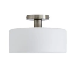Dunelm Amelie Opal Satin Nickel Glass Flush Ceiling Fitting -Home Lighting 30768664 alt05