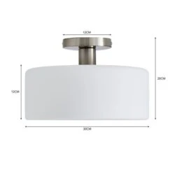 Dunelm Amelie Opal Satin Nickel Glass Flush Ceiling Fitting -Home Lighting 30768664 alt07