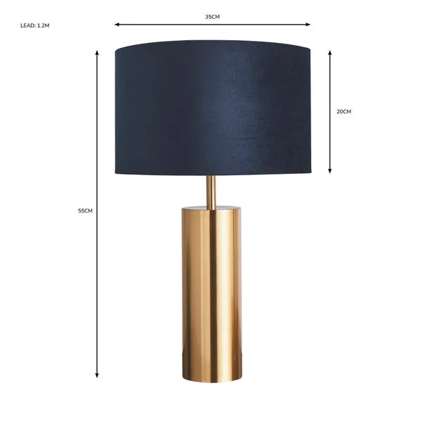 Dunelm Nesa Brushed Gold And Navy Touch Table Lamp 5 Dunelm Nesa Brushed Gold And Navy Touch Table Lamp - Image 5