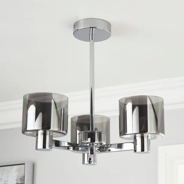 Dunelm Erin Ceiling 3 Light Smoked Ceiling Fitting 2 Dunelm Erin Ceiling 3 Light Smoked Ceiling Fitting - Image 2