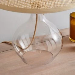 Dunelm Wescott Glass & Cane Table Lamp -Home Lighting 30771946 alt03