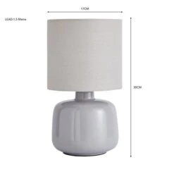 Dunelm Oslo Dove Grey Ceramic Table Lamp -Home Lighting 30783575 alt03
