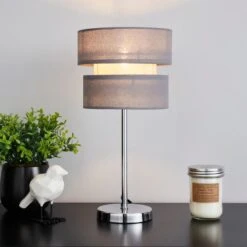 Dunelm Frea Grey Table Lamp