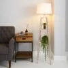 Dunelm Beaumont Plant Stand Natural Wood Floor Lamp
