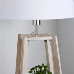 Dunelm Beaumont Plant Stand Natural Wood Floor Lamp -Home Lighting 30787666 alt03