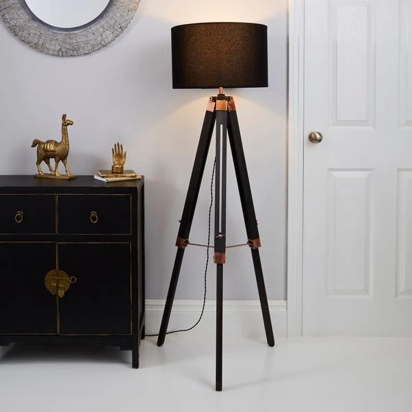 Dunelm Trio Tripod Black And Copper Floor Lamp 1 Dunelm Trio Tripod Black And Copper Floor Lamp