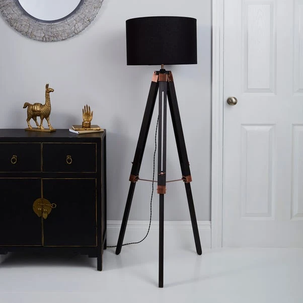 Dunelm Trio Tripod Black And Copper Floor Lamp 2 Dunelm Trio Tripod Black And Copper Floor Lamp - Image 2