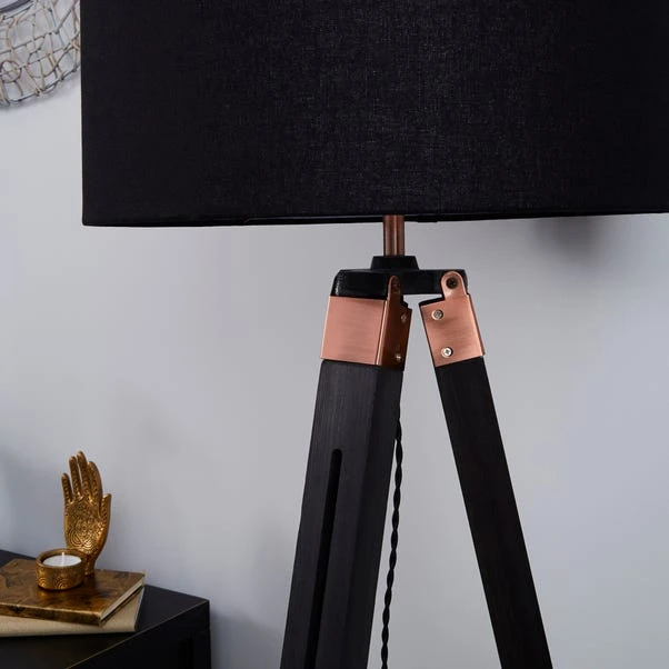 Dunelm Trio Tripod Black And Copper Floor Lamp 4 Dunelm Trio Tripod Black And Copper Floor Lamp - Image 4