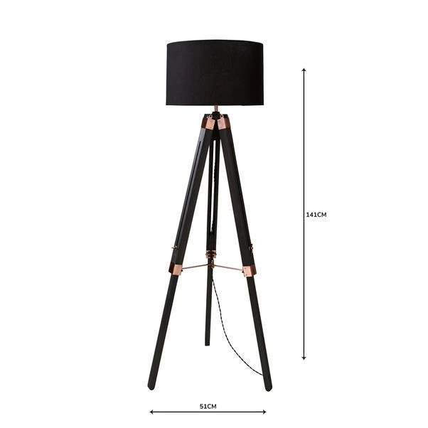Dunelm Trio Tripod Black And Copper Floor Lamp 5 Dunelm Trio Tripod Black And Copper Floor Lamp - Image 5
