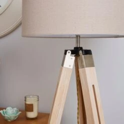 Dunelm Trio Tripod Light Wood Floor Lamp -Home Lighting 30787668 alt02