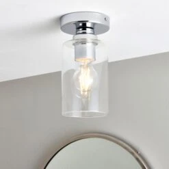 Dunelm Fryer Chrome Bathroom 1 Light Flush Ceiling Fitting