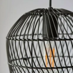 Dunelm Kirra Bathroom 1 Light Pendant Faux Rattan Ceiling Fitting -Home Lighting 30789856 alt02