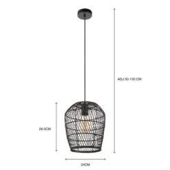 Dunelm Kirra Bathroom 1 Light Pendant Faux Rattan Ceiling Fitting -Home Lighting 30789856 alt07