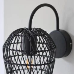Dunelm Kirra Bathroom Faux Rattan Wall Light -Home Lighting 30789857 alt03