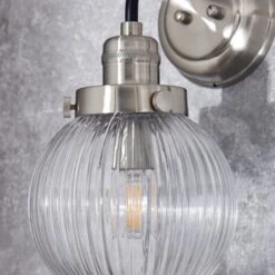 Dunelm Broden Ribbed Chrome Wall Light -Home Lighting 30789885 alt02