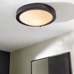 Dunelm Pluto Black Bathroom 1 Light Flush Ceiling Fitting