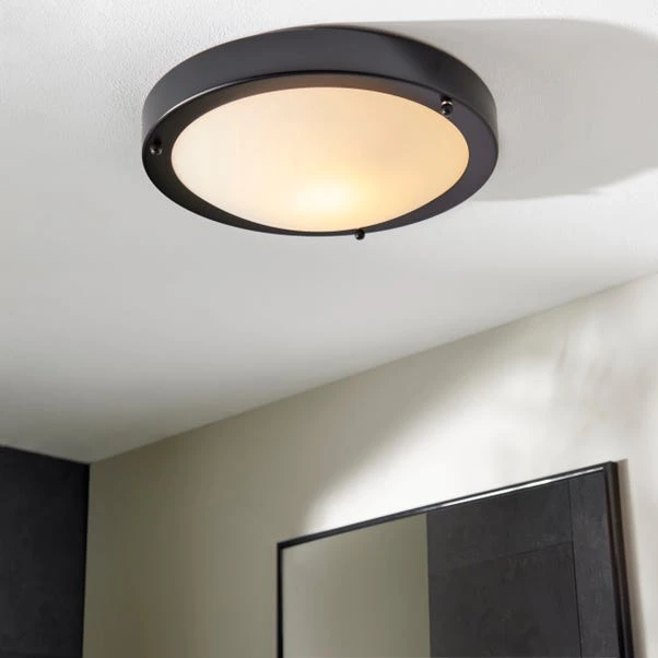 Dunelm Pluto Black Bathroom 1 Light Flush Ceiling Fitting 1 Dunelm Pluto Black Bathroom 1 Light Flush Ceiling Fitting